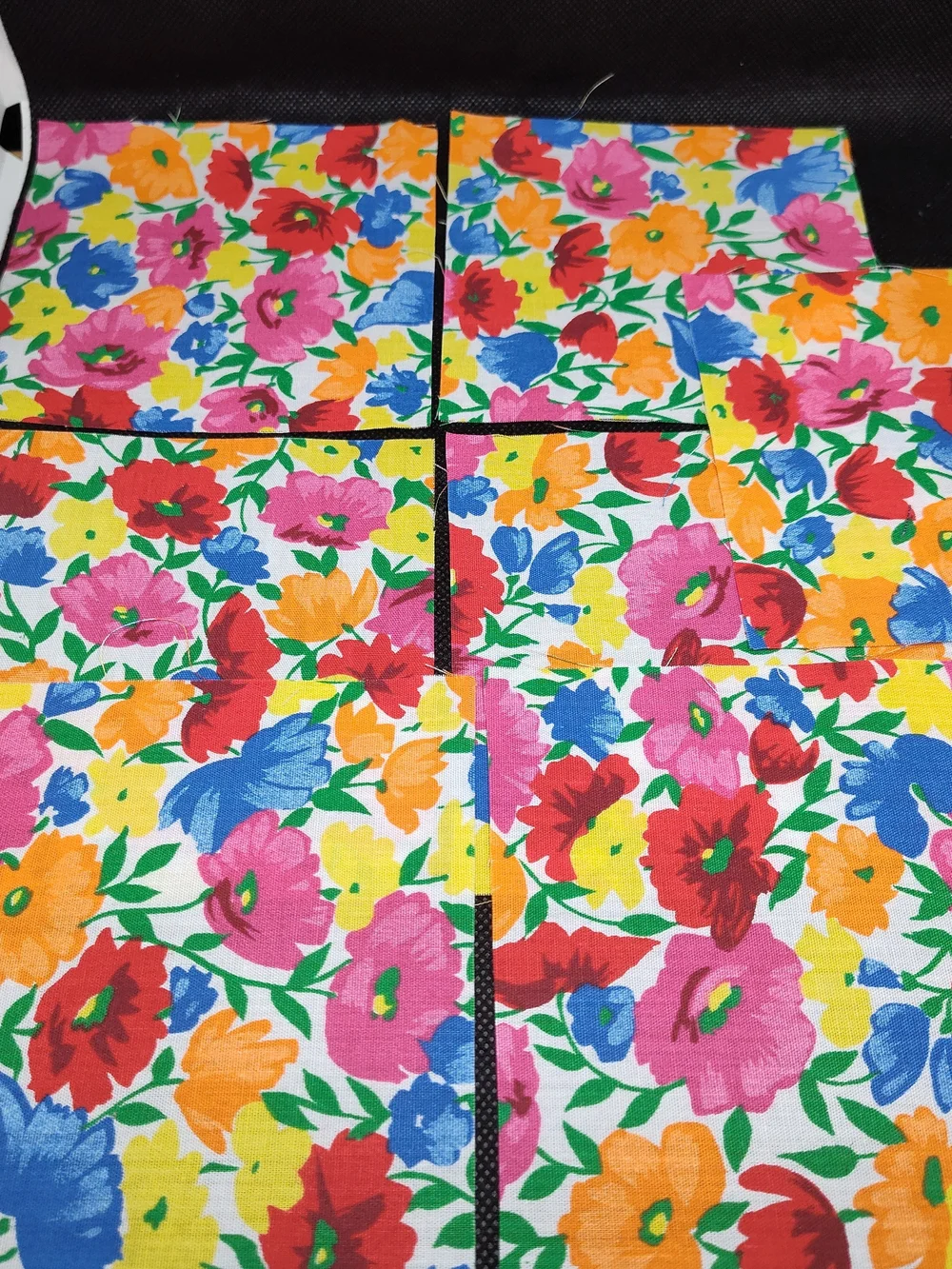 7 4.50 INCH Colorful Poppies Cotton Fabric SQUARES